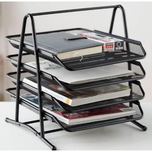 Genuine Metallic Document Tray 4 Layers + 2 Free Blue Pens + 1 Free Black Maker - Black