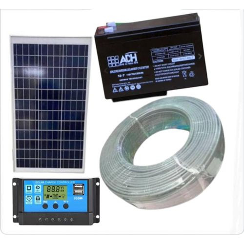 50 Watts Solar Panel Kit + 24AH Solar Battery + 10AH Controller, 50M Cable Roll 1.5mm -Black
