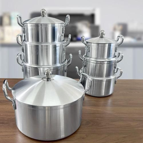 High-quality 7pcs Set Aluminum Polished Deep Pot Large Cooker Set - Silver