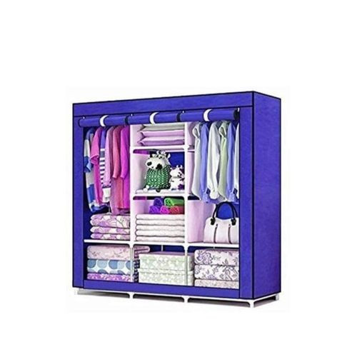 3 Column Cloth Frame Wardrobe Not Assembled - Multicolor.