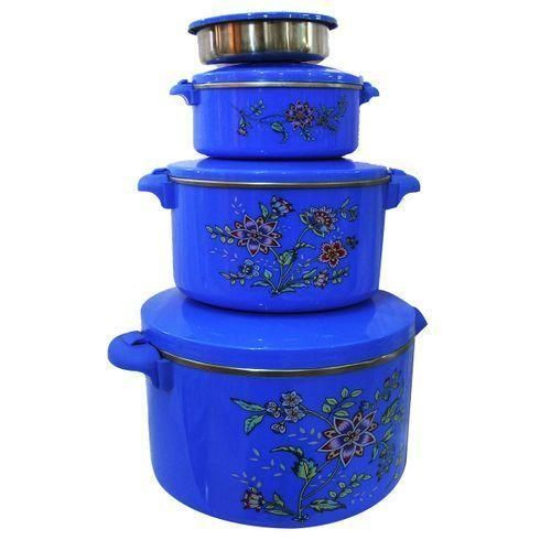 Set Of 4 Flower Detailed Food Storage Dishes – multi Colour