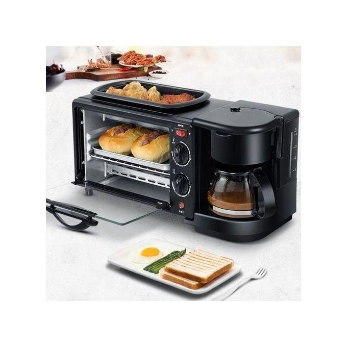 Hoffmans 3 In 1 Breakfast Maker Oven, Coffee And Pan - black