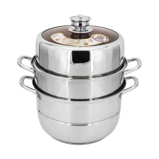 3-Tier Electric Food Steamer with Timer – Fast & Healthy Cooking. Silver