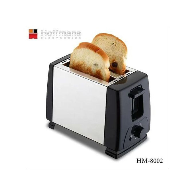 Hoffmans 2 Slice Toaster-Stainless Steel Slots- Silver, Black
