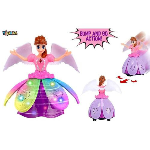 Angel Girl Musical Dancing Rotating Toy With Attractive Multi Color Flashing Lights For Kids Multiple Designs - Multicolor