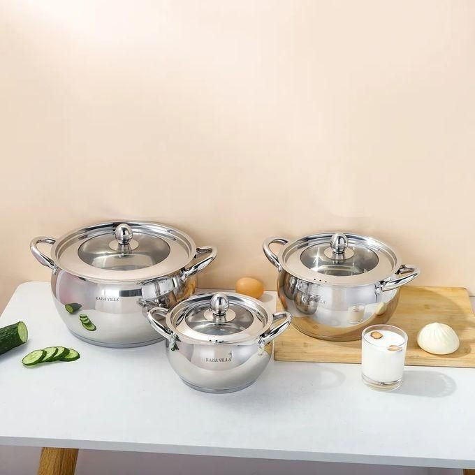 6 Pcs Of Stainless Steel Saucepans Cookware Induction Pots - Silver