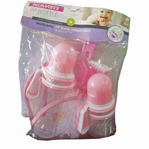5Pcs Baby Set With Bib/Earbuds/Bottles/Cleaner Color May Differ-Pink