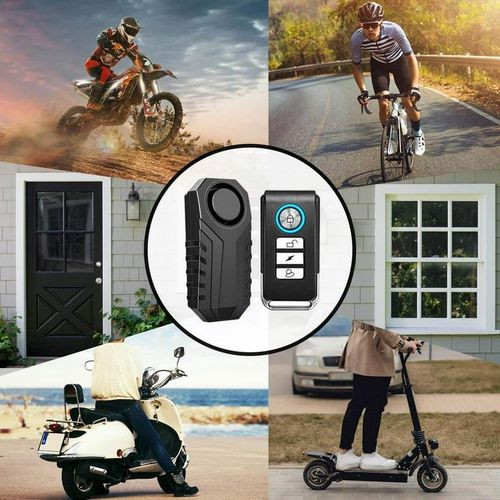 Bicycle Anti-theft Device, Multi-function Wireless Remote Control Security Lock with Intruder Alarm Siren for Bicycle Motorcycle etc. - Black