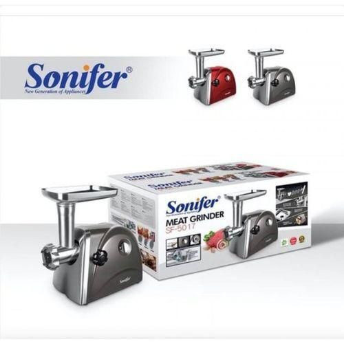 Sonifer Automatic Mincer Electric Meat Grinder Machine- Silver/Red
