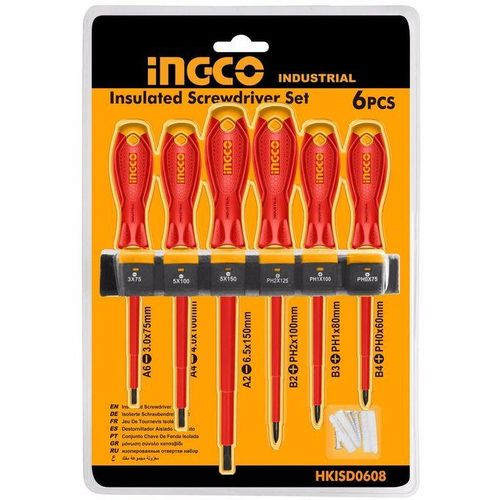 INGCO 6pcs Insulated Screwdriver Set Electrician Screwdriver - Yellow