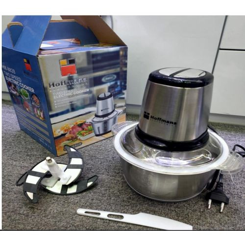 Hoffmans 2.0L New Electric Stainless Steel Meat Chopper Household Grinder Food Processor- Silver