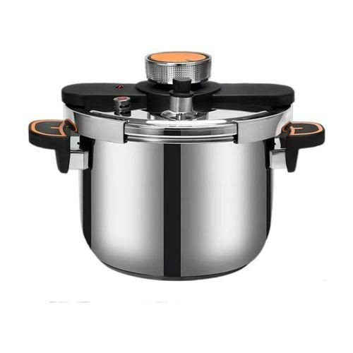 8 Litre Classic Stainless Steel Pressure Cooker Triple Safety System Easy To Clean Easy Cooking Kitchen Ware Universal For Gas Induction Cooker -Silver