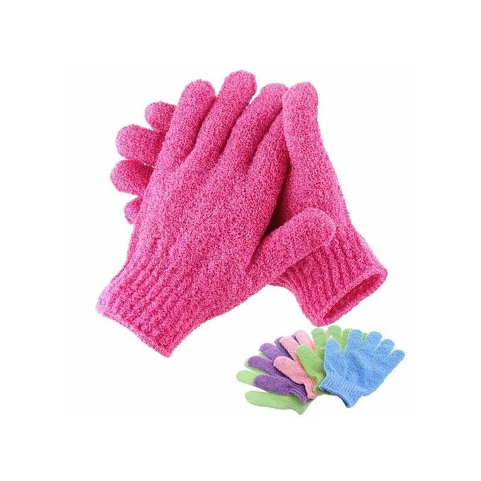 A Pair Of Exfoliating Bath Shower Scrub Gloves Pink,Blue Green,Multicolor