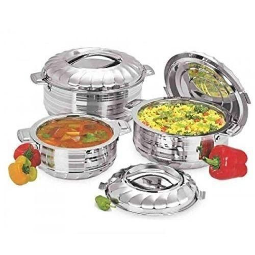 4pcs Double Wall Insulated Hot Pots-Silver