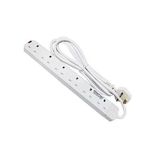 Power King 6-Way Power Extension Cable With Surge Protection - White