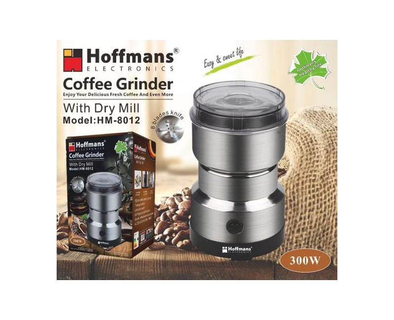 Hoffmans HM-8012 Coffee Grinder With Dry Mill – Precision Grinding With Elegance - Silver