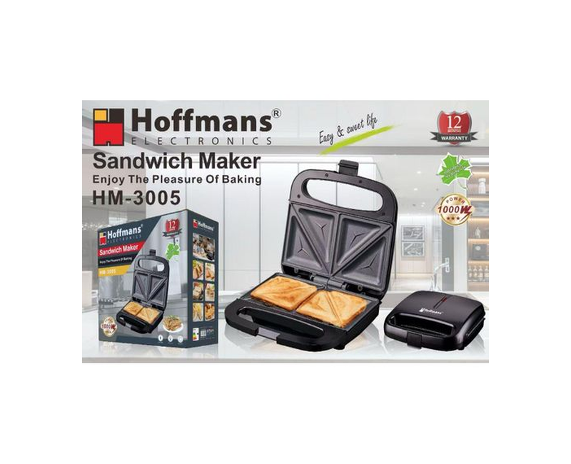 Hoffmans 1000W Electric Sandwich Maker HM - 3005 - Black