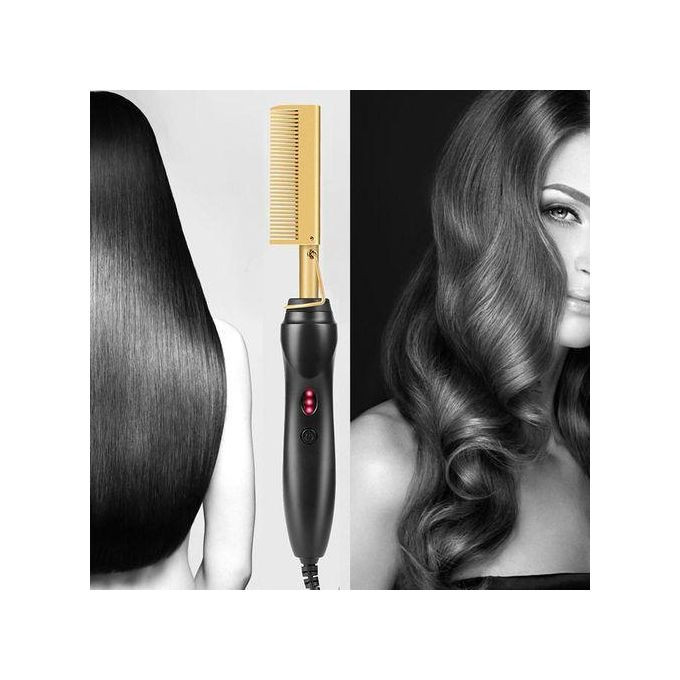 Professional Electric Hot Comb Straightener Black