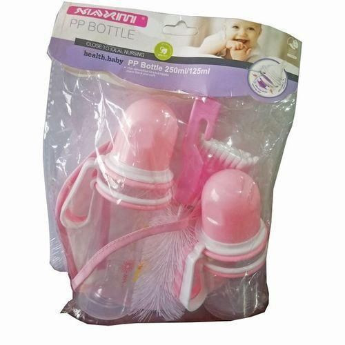 Baby 5 Pcs Baby Set With Bib/Earbuds/Bottles/Cleaner-Pink,Blue,