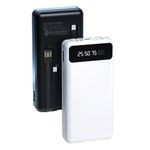 20000mAh Fast Charging Power Bank With 4 Different Charging Cables - Black ,white