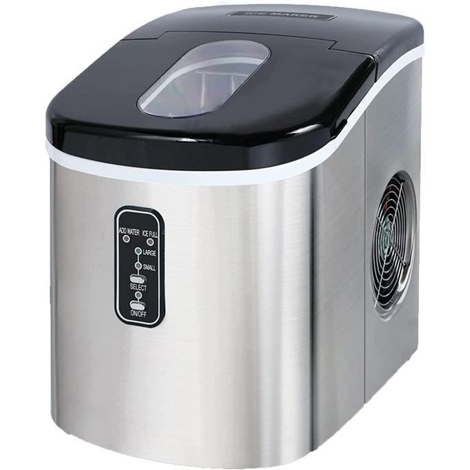 Hoffmans 2.2 Litres Ice Maker Desktop Mechanism Ice Maker Portable Ice Maker Home Small Mini Commercial Milk Tea Shop Round Ice Cube Maker It Only Takes A Few Minutes To Prepare Bullet Ice Cubes Stainless Steel - Silver/Red