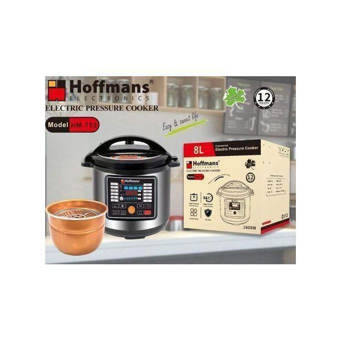 Hoffmans 8L /8 Liters Electric Multifunction Pressure Cooker - Silver
