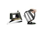 Flat Iron & 2L Electric Kettle Percolator - Silver, Black