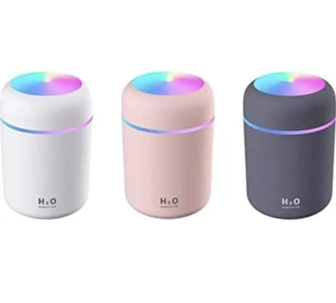 Portable Colorful Mini H2o Humidifier- Essential Oil Diffuser, 300 Ml USB Air For Bedroom, Car, Office, Desktop With Light & 2 Mist Modes - Multicolors