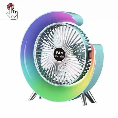 Rechargeable Small Fan With Night Light, Powerful Airflow, Portable Table Fan, Quiet Oscillating Air Circulator Fan For Bedroom Home Office Desktop Travel - Multicolr