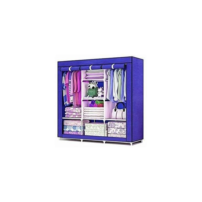 3 Column Cloth & Wooden Frame Portable Wardrobe - color may vary