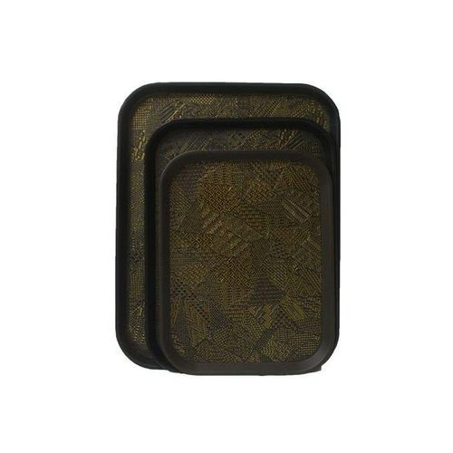 3 Piece Non Slide Rubber Serving Trays-Black.