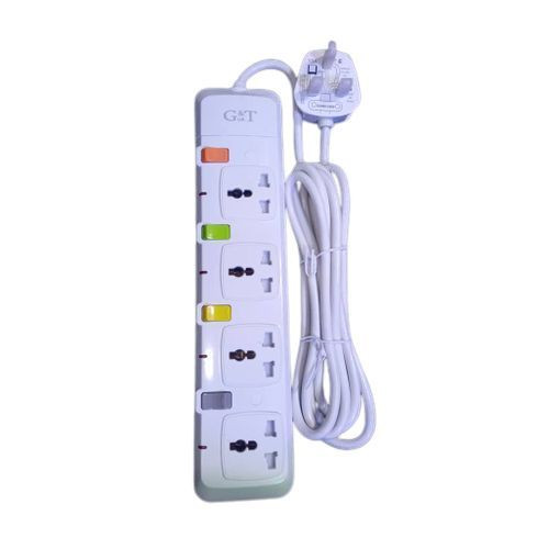 G & T 4 Way Standard Extension Cable Socket - White