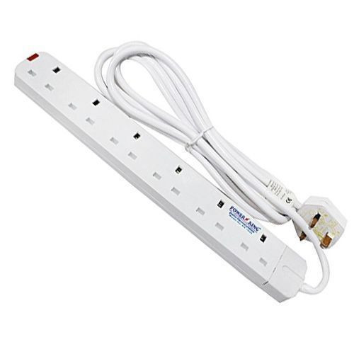 Power King 6 Ways Extension Cable - White