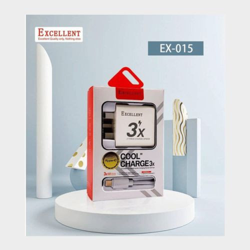 Excellent 3× Speed Fast Charging Typc Charger- White