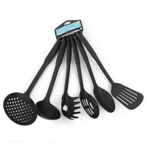 6-Piece Plastic Kitchen Cooking Utensils (Black