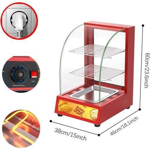 15 Kg ,15 X 18 X 24 Inch Small Commercial Electric Curved Glass Hot Snacks Countertop Food Warmer Fried Chicken Hot Warming Cabinet With 3 Tiers Warmer Display Showcase With Constant Temperature Control For Sandwich Milk Pizza Pies Pastries- Multicolor