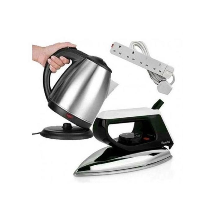Bundle Of,kettle ,Extension And Flat Iron- Silver
