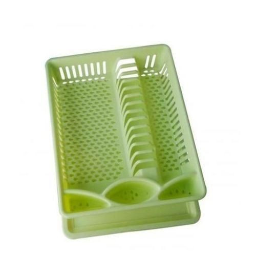 Plastic Partioned Dish Rack - Green