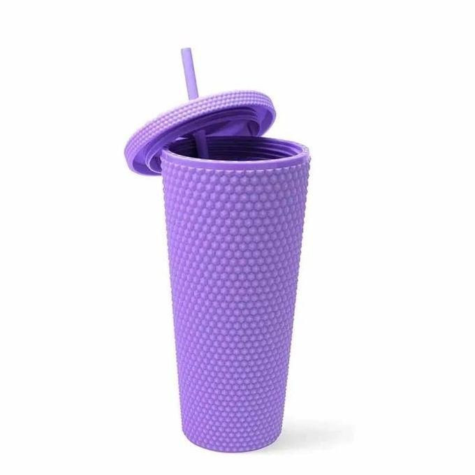1Pc 710ml Cold Water Tumbler With Straw Double Layer Plastic Durian Coffee Mug