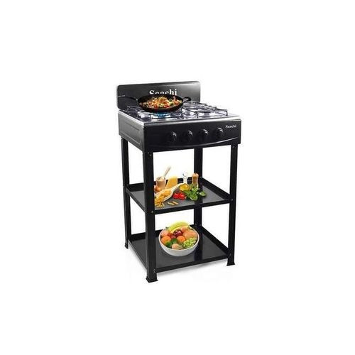 Saachi 4 Burner Gas Stove With Shelves-Black