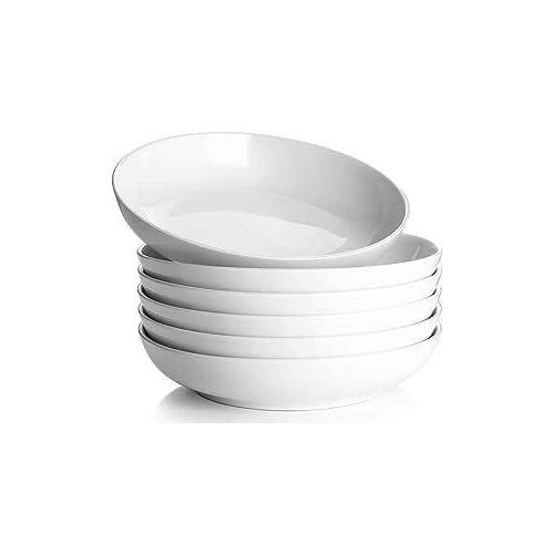 6 Dinner Plates With A Depression For Serbving Food And Soup-White