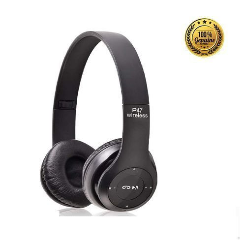 P47 Wireless Bluetooth Headphone with Radio & Mic- Black