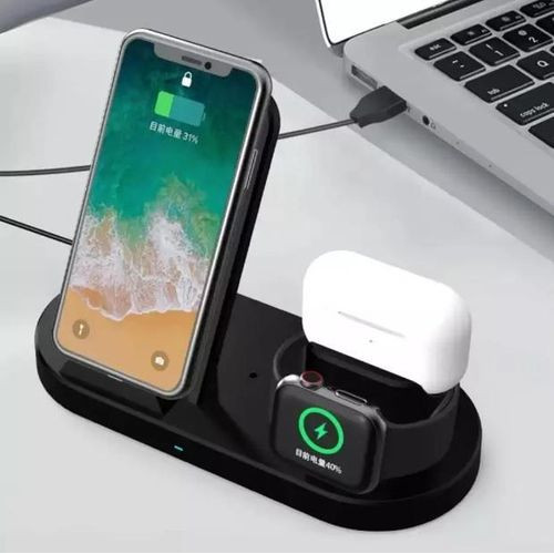 3-In-1 Wireless Charger For Phone,Watch,Earbuds, - Black,