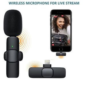 Wireless Lapel Lavalier Microphone, Wireless Iphone Lighting Microphone - Black