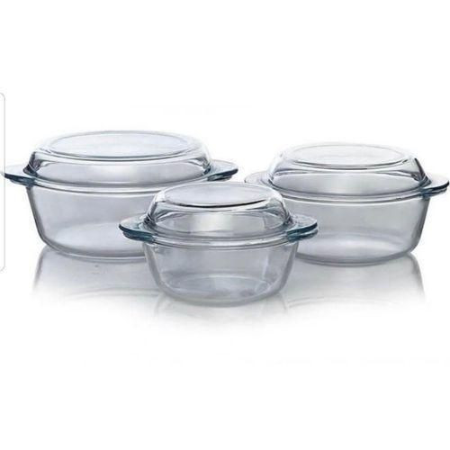 3 Pieces Strong Glass Dishes-Transparent