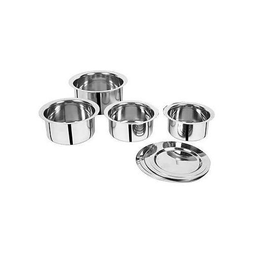 8 Pieces Stainless Steel Cookware Set Serving Dishes With Covers And Mirror Polish- Silver