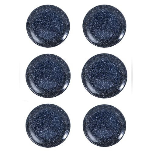 6 Pieces Quality Melamine Non Breakable Plates Designed Like Marble-Grey