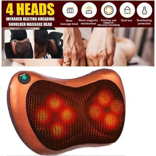 Pro Home Office Car Massage Pillow, Back Neck Feet Massager, Massage Pillow with Automatic Heating for Warmth, Shoulders, Lower Back, Calf - Brown