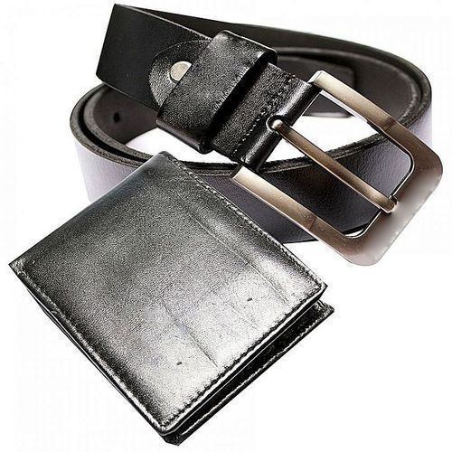 Bundle of 2 Men's Wallet & Belt Design And Buckle May Varry - Black