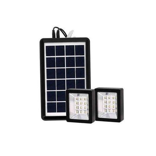Mini Solar Lighting System With 2 Lights - Multicolor